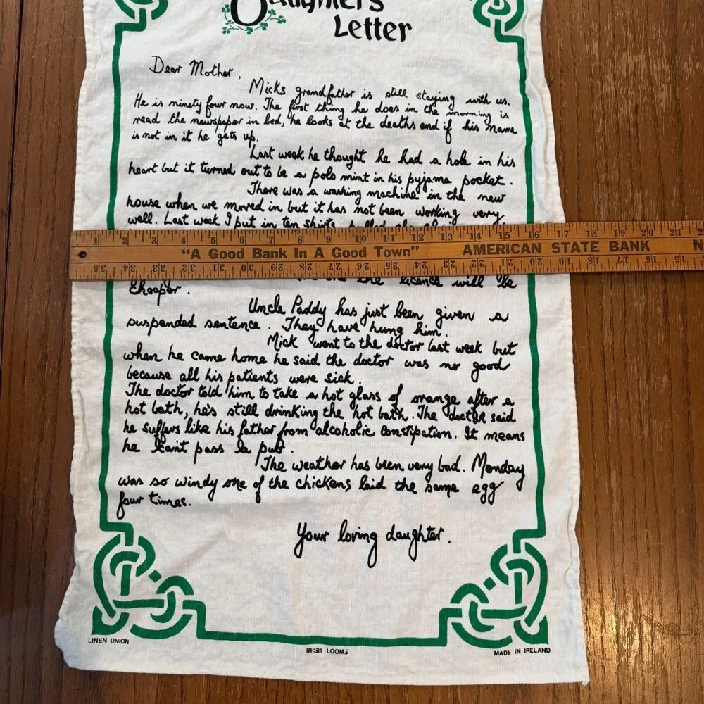 Lot 2 Vintage Irish Looms Linen Tea Towels Mother's & Daughter's Letter Ireland